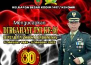 Komandan Kodim 1417/ Kendari Kolonel Inf Herry Indriyanto Mengucapkan Dirgahayu TNI Ke-80