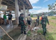 Babinsa Koramil 1413-10/Lasalimu dan Warga Gelar Aksi Bersih-Bersih Pasar Tradisional