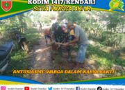 Karya Bakti Koramil 1417-03/Lambuya Bersama Warga Desa Amberi