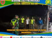 Koramil 1417-02/Wawotobi Gelar Patroli Gabungan Bersama Komduk, Perkuat Ketahanan Wilayah di Desa Mokowu