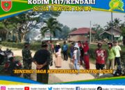 Kerja Bakti Koramil 1417-13/Landono Bersihkan Kantor Desa Morini