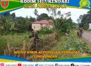 Karya Bakti Koramil 1417-01/Wawonii Sasar Pembersihan Lingkungan di Desa Matabaho