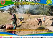 Babinsa Koramil 1417-05/Tinanggea Gelar Karya Bakti Bersihkan Pasar Tradisional Lapoa