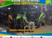 Patroli Malam Penuh Keakraban, Babinsa Koramil Wawotobi Jalin Kehangatan dengan Warga Konawe