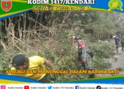 Sinergi TNI-Polri dan Warga Bersihkan Jalan Transmigrasi di Konawe