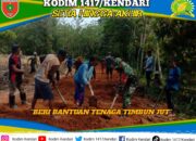 Semangat Gotong Royong! Babinsa Landono Pimpin Kerja Bakti Pembangunan Jalan Usaha Tani