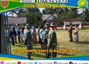Wujudkan Lingkungan Asri, Babinsa Koramil 1417-13/Landono Gelar Aksi Bersih di Desa Lipu Masagena