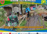 Babinsa Koramil 07/Sampara Gotong Royong Rehab Masjid Bersama Warga Lalimbue