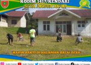 Tingkatkan Kebersihan Lingkungan, Babinsa Koramil Moramo Gelar Karya Bakti di Desa Bisikori