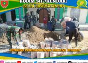 Babinsa Koramil 1417-09/Ranomeeto Gotong Royong Bangun Tower Masjid di Konawe Selatan