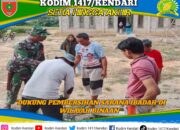Babinsa Koramil 1417-13/Landono Bersama Warga Bersihkan Masjid Al-Imran di Desa Lipu Masagena