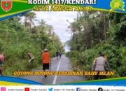 Babinsa Koramil 1417-01/Wawonii Bersama Masyarakat Bersihkan Jalan Poros Wungkolo-Langara