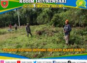 Sinergi TNI dan Rakyat, Babinsa Koramil Wawotobi Bantu Warga Bersihkan Lahan Perkebunan