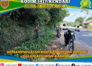 Sinergi TNI dan Rakyat, Babinsa Koramil Lambuya Gelar Karya Bakti Pembersihan Jalan Poros Kendari-Kolaka