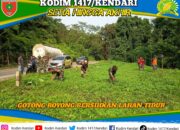 Babinsa Koramil 1417-07/Sampara Gotong Royong Bersama Warga Bersihkan Lahan Tidur di Desa Tombawatu
