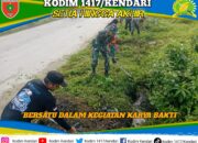 Tingkatkan Kebersihan Lingkungan, Babinsa Koramil Ranomeeto Gelar Karya Bakti di Desa Kota Bangun