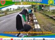 Babinsa Koramil 1417-12/Soropia Bersama Warga Toronipa Gelar Karya Bakti Bersihkan Lingkungan