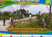 Sinergi TNI dan Masyarakat, Personel Koramil Gelar Aksi Bersih Lingkungan di Sepanjang Jalan Protokol
