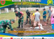 TNI dan Masyarakat Gelar Karya Bakti Bersihkan Lingkungan di Abuki