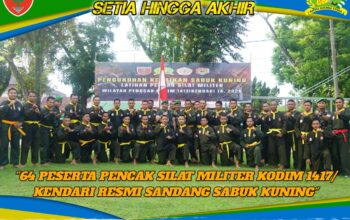 Kodim 1417/Kendari Gelar Pengukuhan Kenaikan Sabuk Kuning Pencak Silat Militer TA 2026