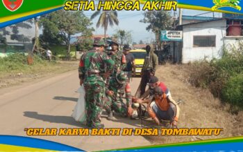 Wujudkan Lingkungan Bersih, Babinsa Koramil Sampara Gelar Karya Bakti di Desa Tombawatu