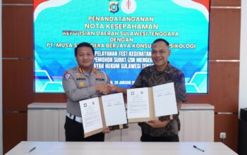 Polda Sultra Teken MoU dengan PT Nusa Samudra Berjaya, Perkuat Dukungan Psikologi Personel Lalu Lintas