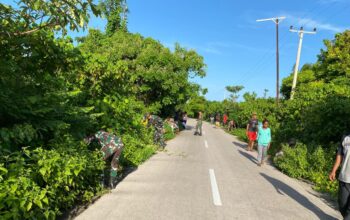 Babinsa Koramil 1413-12/Binongko dan Warga Desa Makoro Bergotong Royong Bersihkan Bahu Jalan