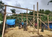 Wujudkan Hunian Layak, Satgas TMMD 127 Kodim Kendari Kebut Pembangunan Rangka Rumah di Sambuli