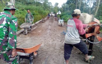 Kejar Target Akhir TMMD, Satgas Kodim Boyolali Pacu Pembangunan Talud dan Rabat Beton di Desa Mliwis