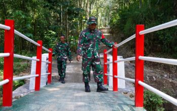 Menjelang Penutupan TMMD Ke 127, Dan SSK Satgas Lakukan Pengecekan Jembatan Merah Putih Rampung 100 Persen