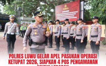 Polres Luwu Gelar Apel Pasukan Operasi Ketupat 2026, Siapkan 4 Pos Pengamanan Mudik Lebaran