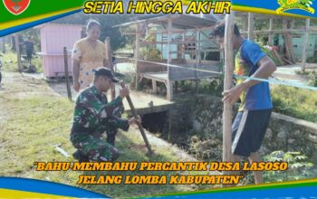 Babinsa Sampara Bahu-Membahu Percantik Desa Lasoso Jelang Lomba Kabupaten