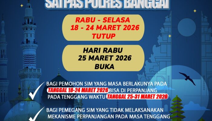 Libur Nasional, Layanan SIM dan SKCK Polres Banggai Tutup, Buka 25 Maret