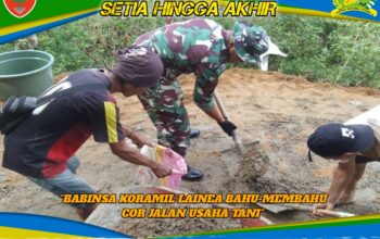 Tingkatkan Akses Pertanian, Babinsa Koramil Lainea Bahu-Membahu Cor Jalan Usaha Tani
