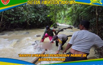 BABINSA KODIM KENDARI BANTU EVAKUASI PENEMUAN MAYAT DI ALIRAN SUNGAI