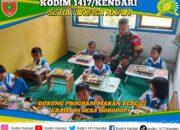 Babinsa Koramil 1417-13/Landono Dukung Program Makan Bergizi Gratis di Desa Horodopi
