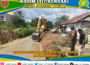 Babinsa Koramil Poasia Pantau Pelebaran Sungai Pasca Banjir di Anduonohu