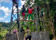 Kodim 1413/Buton Kerjakan Tahap Perakitan Besi Pilon Jembatan Gantung Garuda