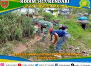 Wujudkan Lingkungan Sehat, Babinsa Moramo Utara Bersama Warga Gotong Royong Bersihkan Saluran Air