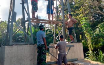 Kodim 1413/Buton Mulai Rangkai Pilon Tepi Jauh Jembatan Gantung Garuda