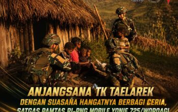 Ajangsana TK Taelarek dengan Suasana Hangat Berbagai Ceria Satgas Pamtas RI-PNG Mobile Yonif 725/Woroagi