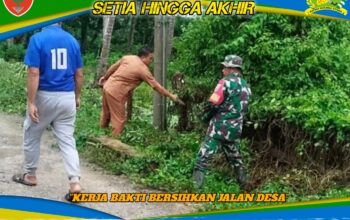 Sinergi Babinsa dan Warga Mata Lamokula Gelar Kerja Bakti Bersihkan Jalan Desa