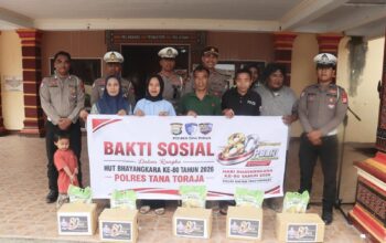 Penyaluran Bansos Polres Tana Toraja dalam Rangka HUT Bhayangkara ke-80, Berikan Bantuan kepada yang Membutuhkan