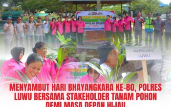 Menyambut Hari Bhayangkara ke-80, Polres Luwu Bersama Stakeholder Tanam Pohon Demi Masa Depan Hijau