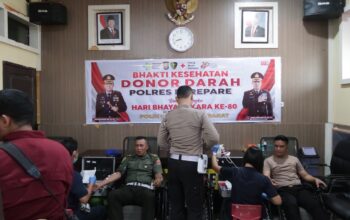 Donor Darah Serentak Hari Bhayangkara Ke-80, Polres Parepare Hasilkan 69 Kantong Darah