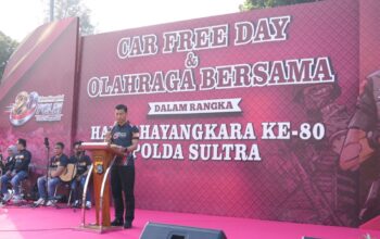 Semarak Hari Bhayangkara ke-80, Polda Sultra melaksanakan Car Free Day, Olahraga Bersama dan Safety Riding di Kendari