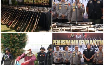 Negara Hadir Berantas Senpi Ilegal, Polda Sumsel Musnahkan Ratusan Senjata Api Hasil Ops Senpi Musi 2026