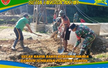 Wujud Kemanunggalan TNI, Kodim 1417/Kendari Gelar Karya Bakti Bersama Warga Bangun Jembatan Perintis Garuda