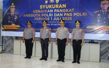 Kapolda Sulsel Pimpin Upacara Laporan Kenaikan Pangkat AKBP ke Kombes Pol Periode 1 Juli 2026