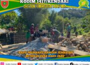 Sinergi TNI-Rakyat: Babinsa Koramil Moramo dan Warga Bahu-Membahu Bangun Jembatan Beton di Desa Baku Taru